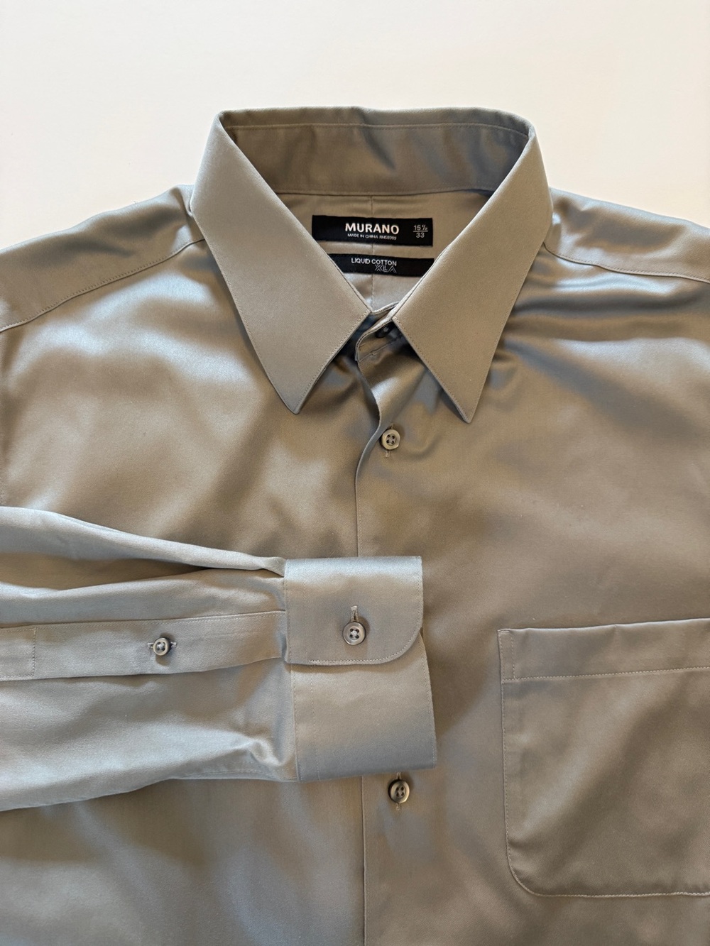 Murano Liquid Cotton Dress Shirt | Men’s 15.5 / 33 | Silver Gray | Long Sleeve